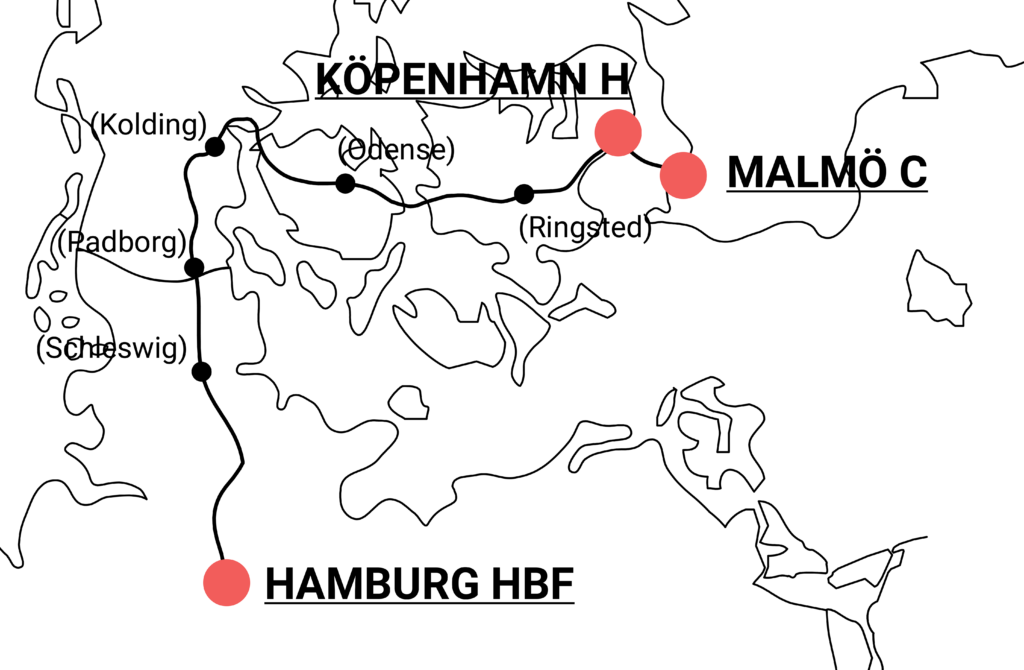 Karta - Tåget Från Malmö Till Hamburg Enbart Dagtåg - Non Stop