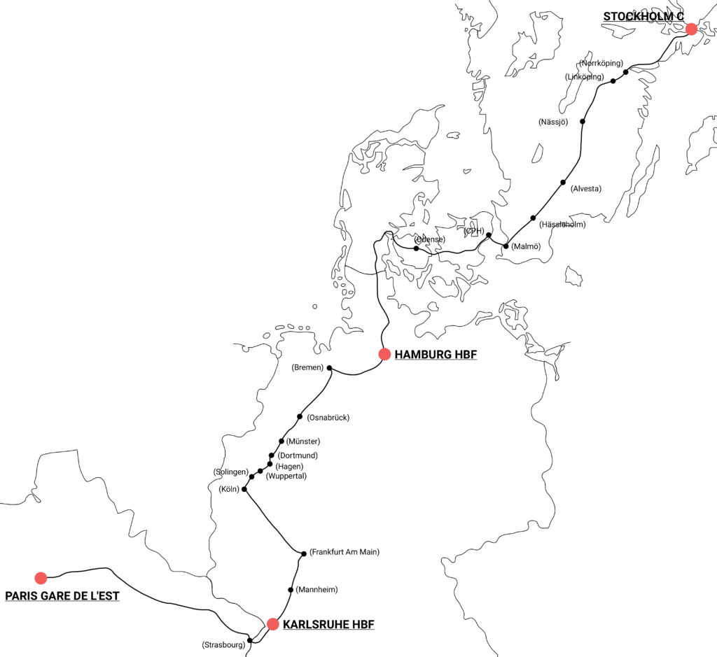 Karta - Tåget Från Stockholm Till Paris Nattåg Och Dagtåg - Non Stop
