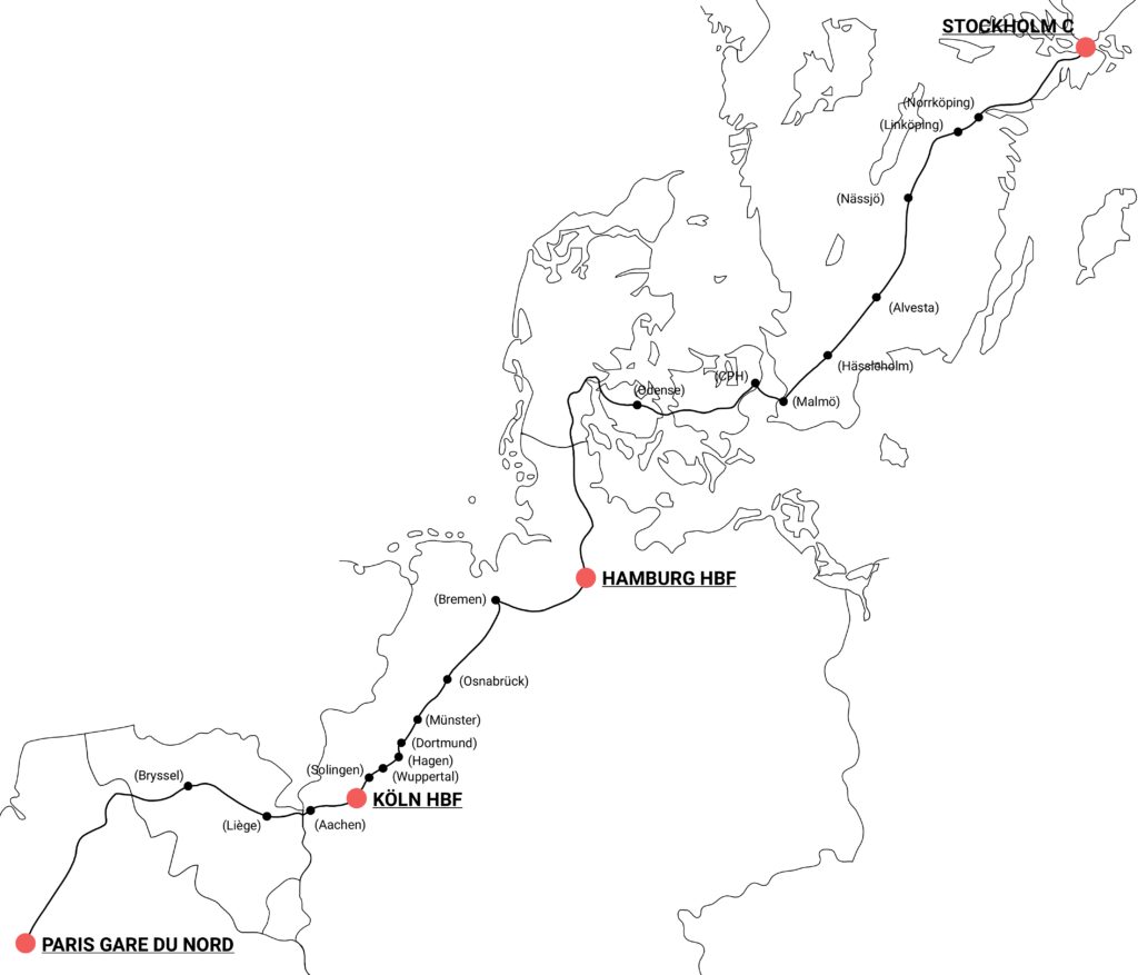Karta - Tåget Från Stockholm Till Paris Nattåg Och Dagtåg - Non Stop